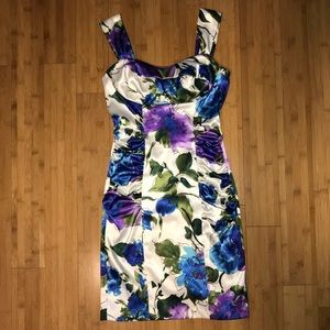 Floral satin stretch like dress.